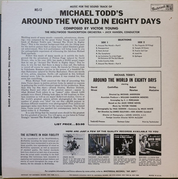 The Hollywood Transcription Orchestra : Around The World In 80 Days (LP, Album, Mono)