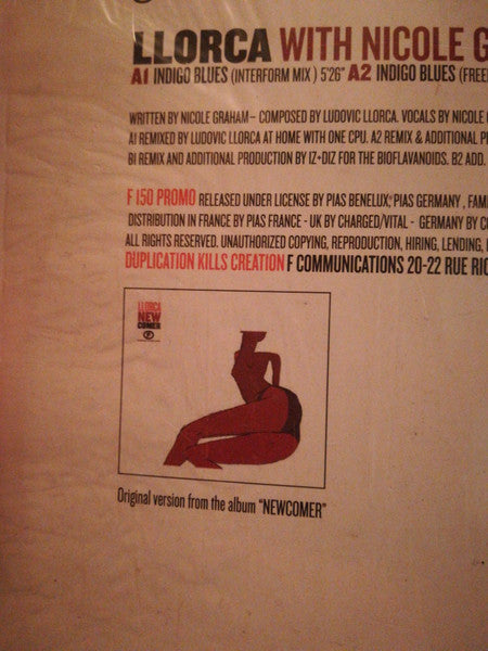 Llorca With Nicole Graham : Indigo Blues (12", Promo)