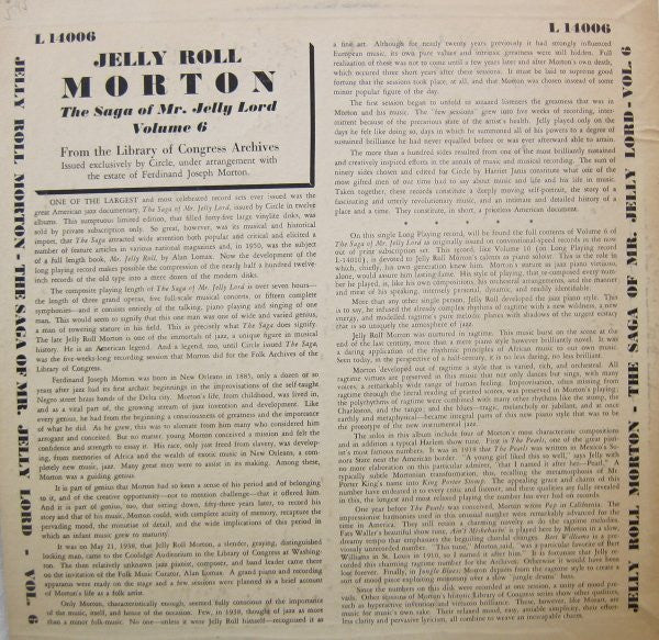 Jelly Roll Morton : The Saga Of Mr. Jelly Lord - Vol. VI (The Jazz Piano Soloist) (LP, Mono, RE)