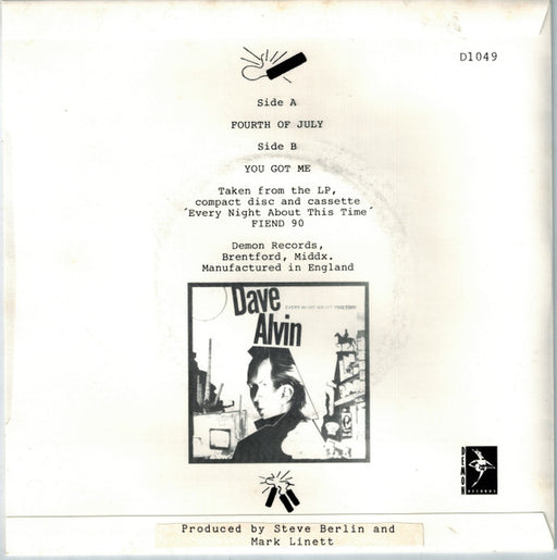 Dave Alvin : Fourth Of July (7", Single)