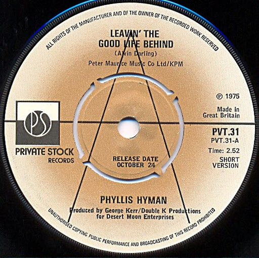 Phyllis Hyman : Leavin' The Good Life Behind (7", Single, Promo)