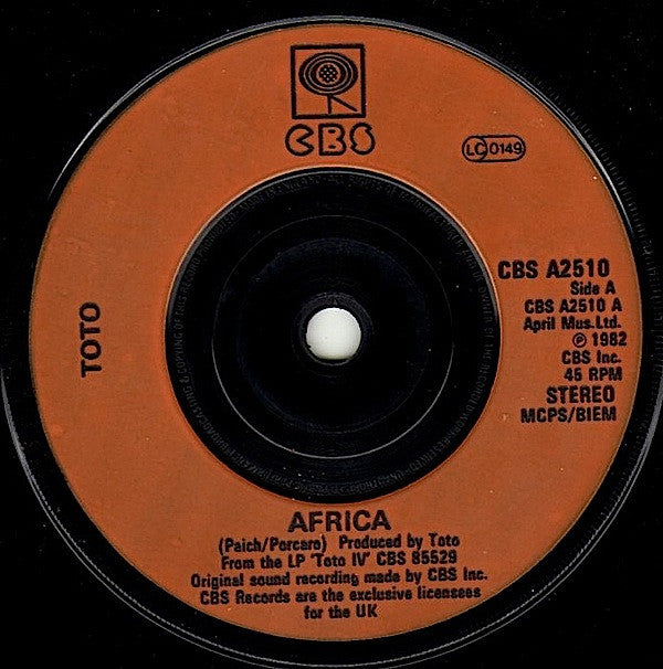 Toto : Africa (7", Single, Ora)