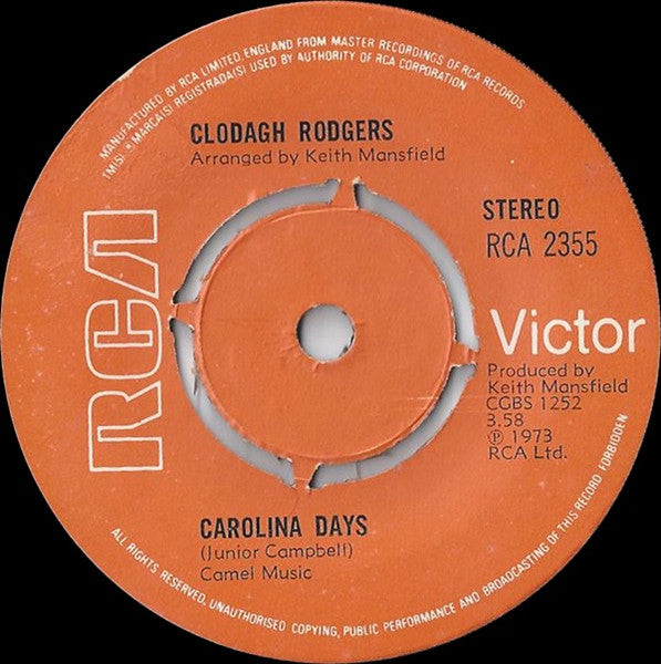 Clodagh Rodgers : Carolina Days (7")