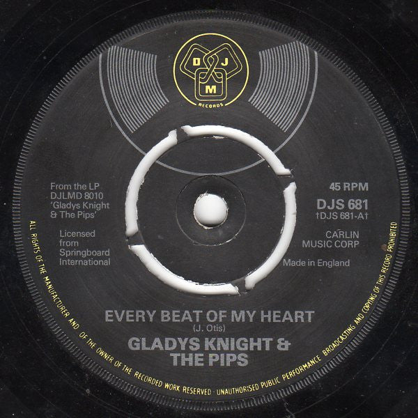 Gladys Knight And The Pips : Every Beat Of My Heart (7", Single, RE)