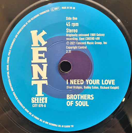 The Brothers Of Soul : I Need Your Love (7", Mono)