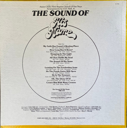 Amen Choir, First Baptist Church Of Van Nuys* Arranged By O.D. Hall* : The Sound Of His Name (LP, Album)