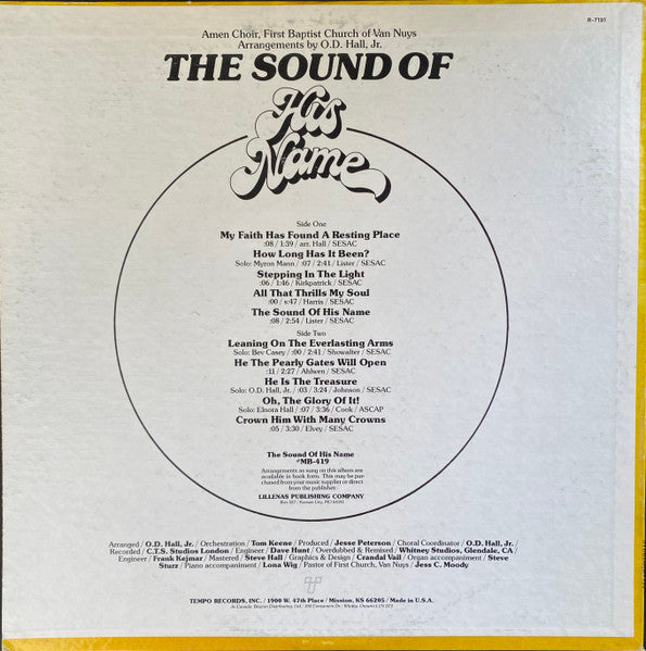 Amen Choir, First Baptist Church Of Van Nuys* Arranged By O.D. Hall* : The Sound Of His Name (LP, Album)
