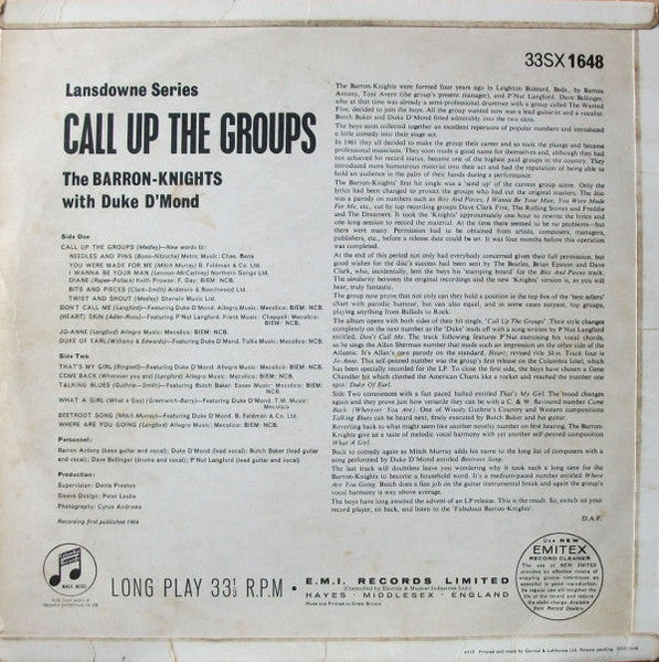 The Barron Knights With Duke D'Mond : Call Up The Groups (LP, Mono)