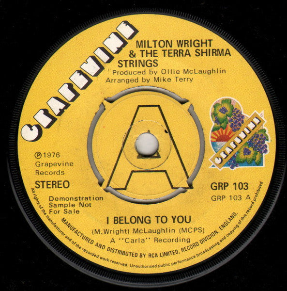 Milton Wright & The Terra Shirma Strings : I Belong To You / The Gallop (7", Single, Promo)