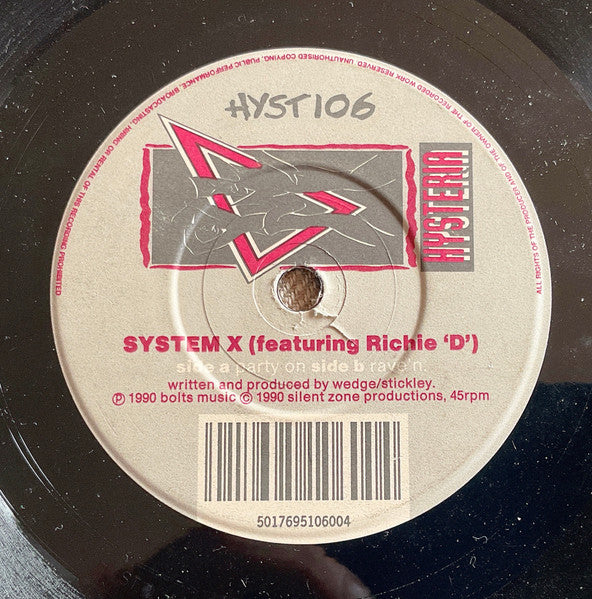 System X (4) : Party On (7")