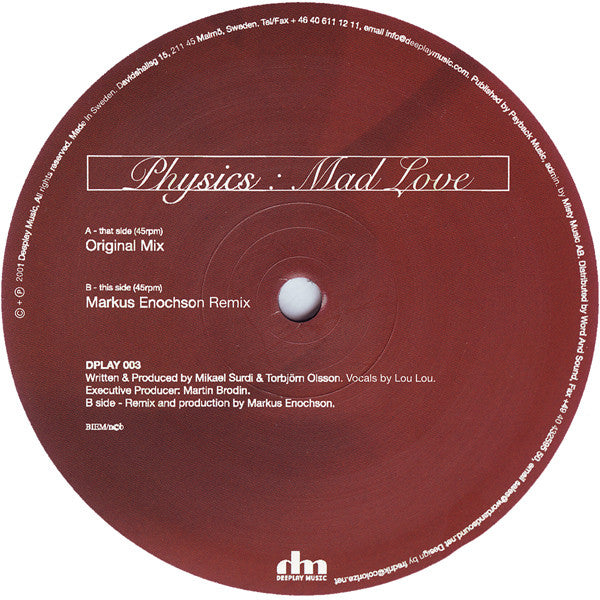 Physics : Mad Love (12")