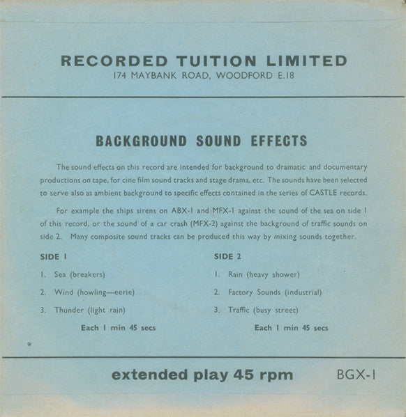 F. C. Judd, A.Inst.E.* : Background Sound Effects (7", EP)
