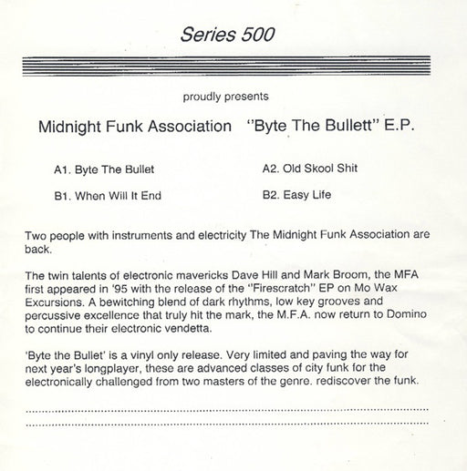 Midnight Funk Association : Byte The Bullet (12", EP, Ltd)