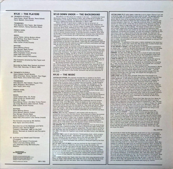 NYJO* : NYJO Down Under (2xLP, Album)