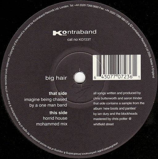 Big Hair : Imagine Being Chased By A One Man Band (12")