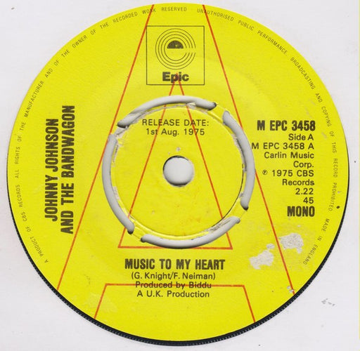 Johnny Johnson And The Bandwagon : Music To My Heart (7", Single, Mono, Promo)