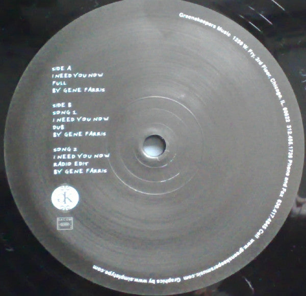 Gene Farris : I Need You Now (12")