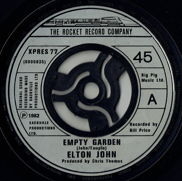 Elton John : Empty Garden (7", Single, Lar)