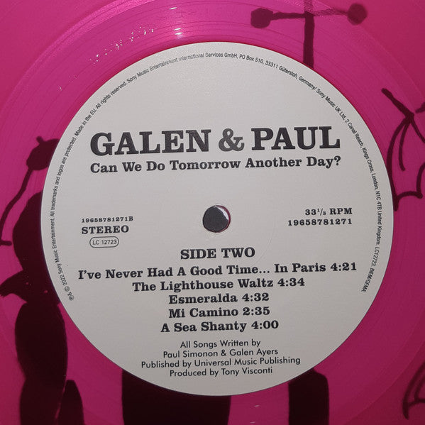 Galen & Paul : Can We Do Tomorrow Another Day? (LP, Album, Pin)