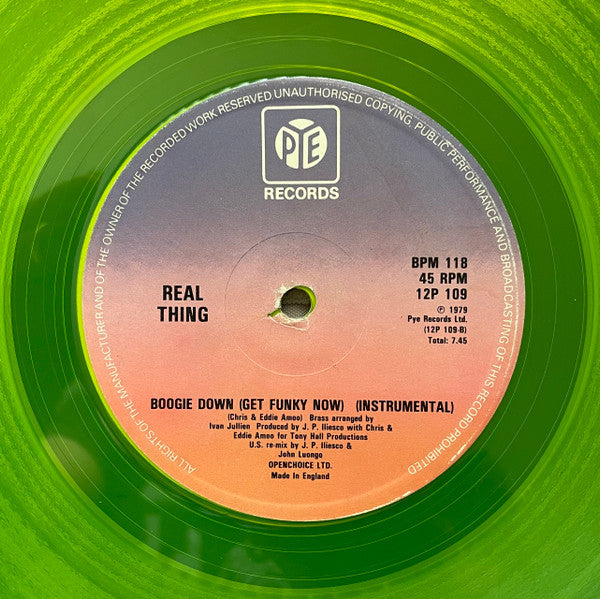 Real Thing* : Boogie Down (Get Funky Now) (Special U.S. Disco Mix) (12", Single, Gre)