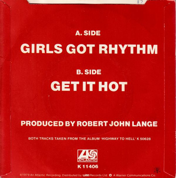 AC/DC : Girls Got Rhythm/Get It Hot (7", Single)
