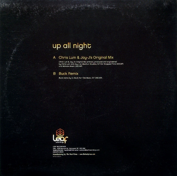 Jay-J & Chris Lum : Up All Night (12")