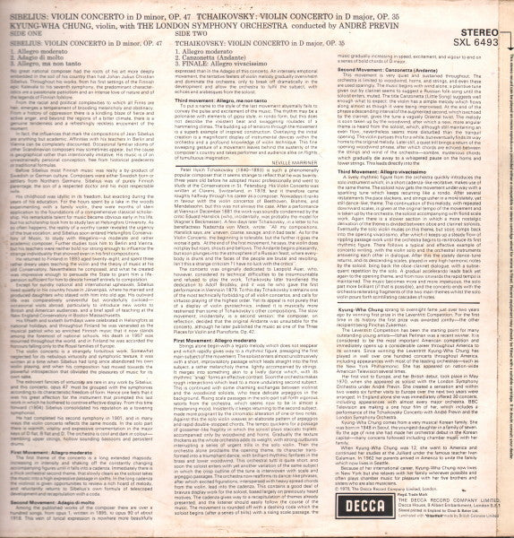 Tchaikovsky* / Sibelius*, Kyung-Wha Chung, London Symphony Orchestra, André Previn : Violin Concertos (LP, NB )