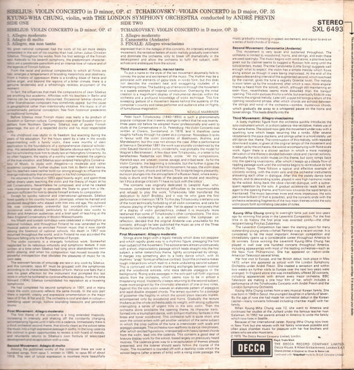 Tchaikovsky* / Sibelius*, Kyung-Wha Chung, London Symphony Orchestra, André Previn : Violin Concertos (LP, NB )