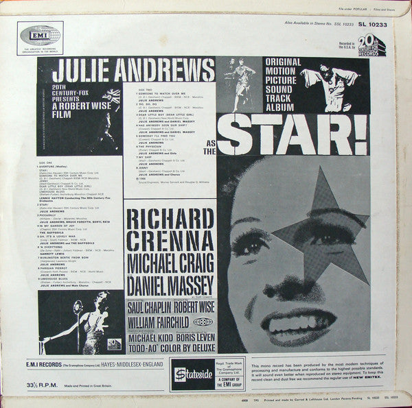 Julie Andrews : Star! (LP, Album, Mono)