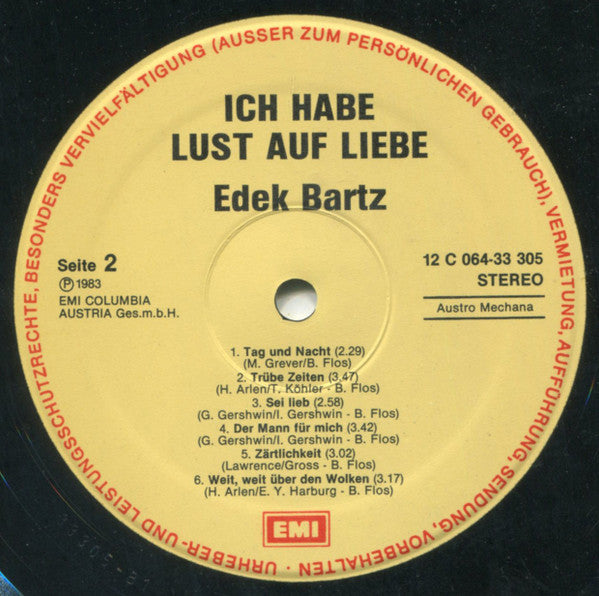 Edek Bartz : Ich Habe Lust Auf Liebe (LP, Album)