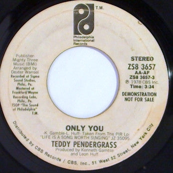 Teddy Pendergrass : Only You (7", Promo, Pit)