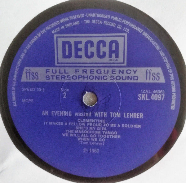 Tom Lehrer : An Evening Wasted With Tom Lehrer (LP, Album, RP)