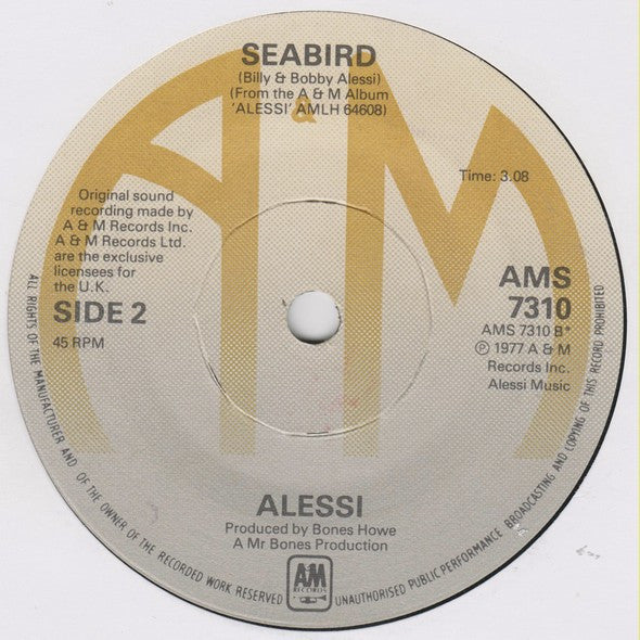 Alessi : Sad Songs (7", Single)