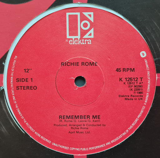 Richie Rome : Remember Me (12")
