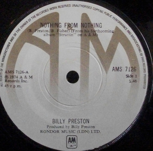 Billy Preston : Nothing From Nothing  (7", Single)