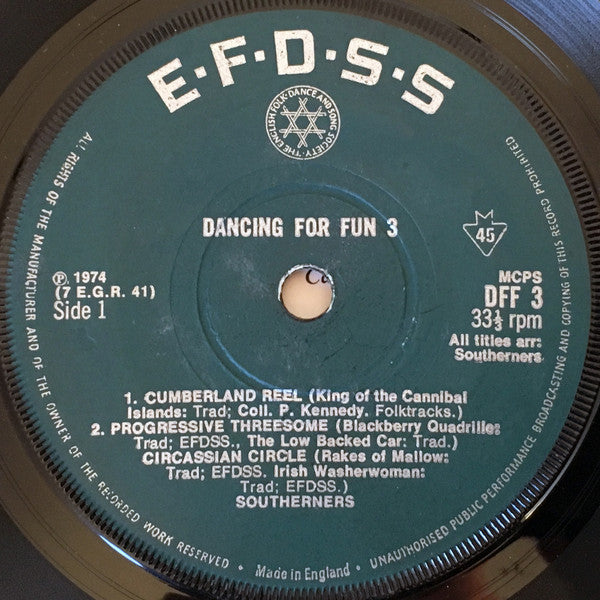 The Southerners (2) With Caller Nibs Matthews : Dancing For Fun No. 3 (7", EP)