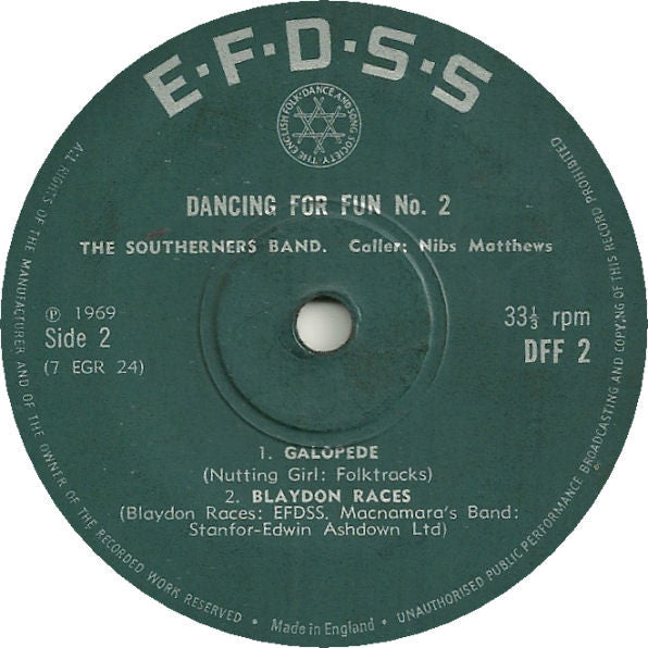 The Southerners (2) With Caller Nibs Matthews : Dancing For Fun No. 2 (7", EP)
