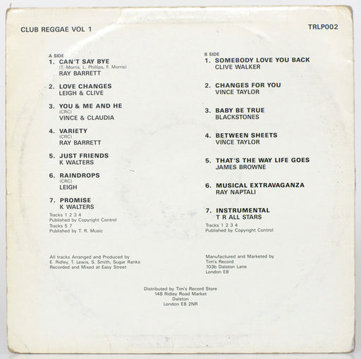 Various : Club Reggae Vol 1 (LP, Comp, Pin)