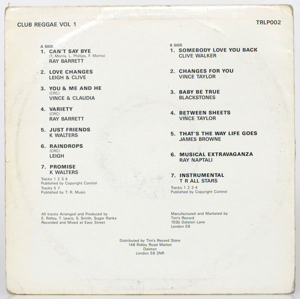 Various : Club Reggae Vol 1 (LP, Comp, Pin)