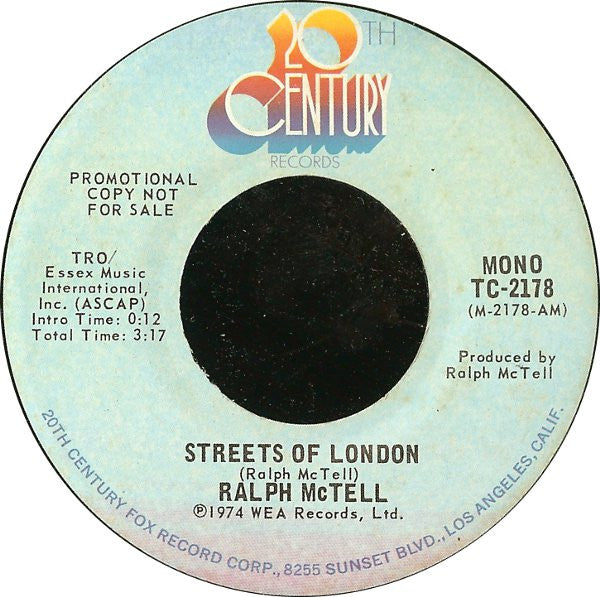 Ralph McTell : Streets Of London (7", Promo)