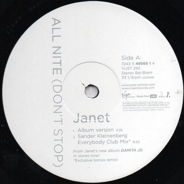 Janet Jackson : All Nite (Don't Stop) (12")