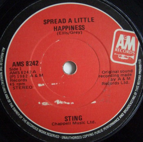Sting : Spread A Little Happiness (7", Single)