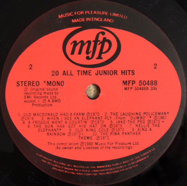 Various : 20 All Time Junior Hits (LP, Comp, Mono)