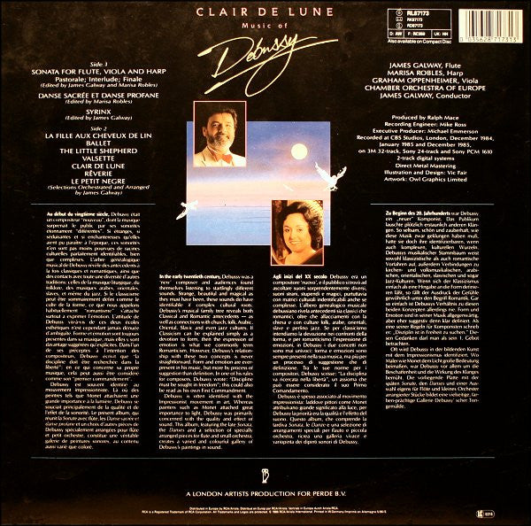 Debussy* - James Galway • Marisa Robles • Graham Oppenheimer • Chamber Orchestra Of Europe* : Clair De Lune (LP, Album)