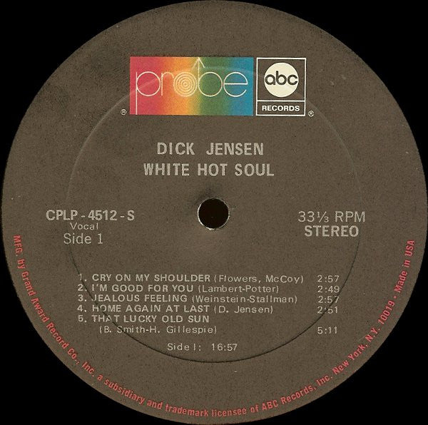 Dick Jensen : White Hot Soul (LP, Album)