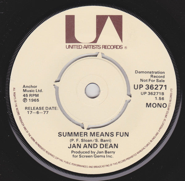 Jan & Dean : Sidewalk Surfin' (7", Mono, Promo)