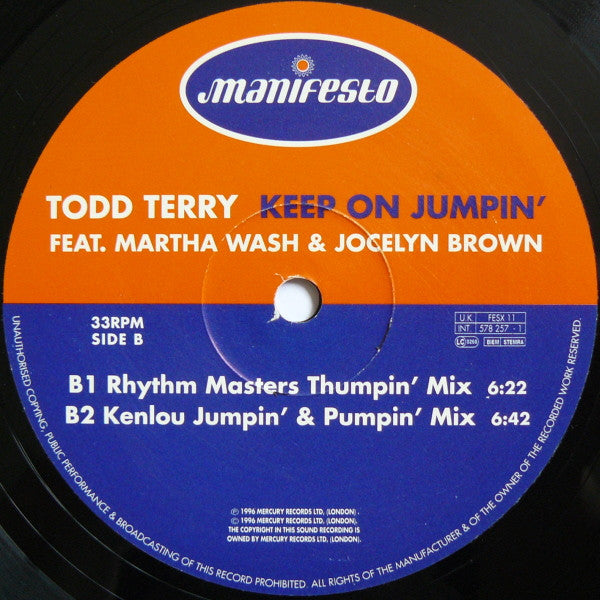 Todd Terry Feat. Martha Wash & Jocelyn Brown : Keep On Jumpin' (12", Single)
