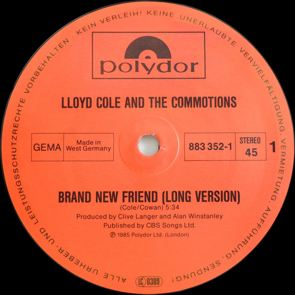 Lloyd Cole & The Commotions : Brand New Friend (12", Maxi)