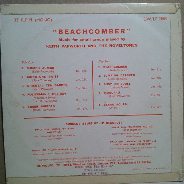 Keith Papworth And The Noveltones : Beachcomber (10", Mono)