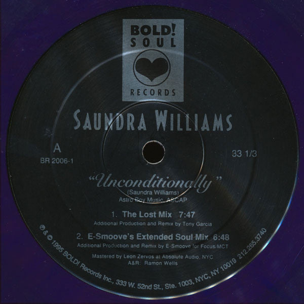 Saundra Williams : Unconditionally (12", Ltd, Pur)